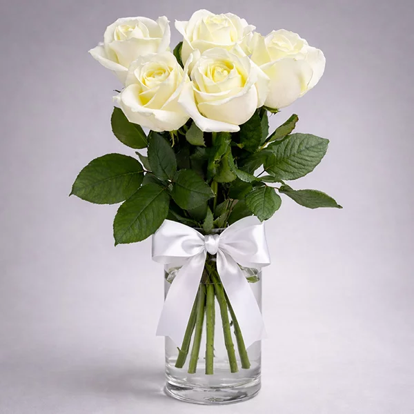 Букет из белых роз 50 см под ленту